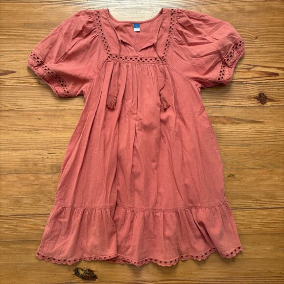 Old Navy Dresses & Skirts - Old Navy orange cottage puff sleeve mini dress SIZE M